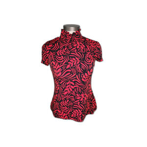 Style & Co. Red & Black Short Sleeve Mock Turtleneck Top Size S